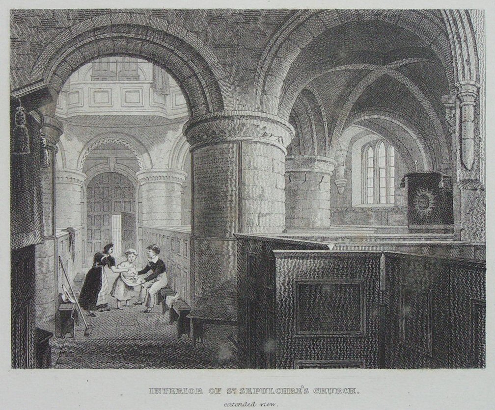 Print - Interior of St.Sepulcher's Church. extended view - Le